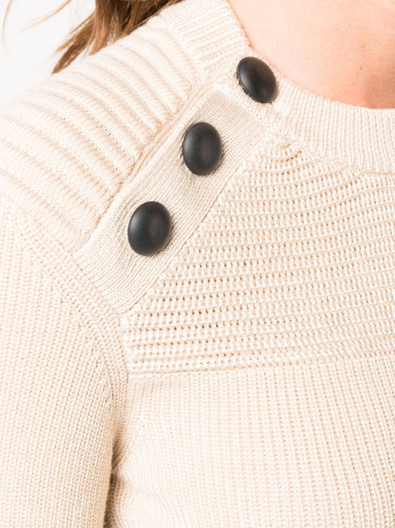 Neutral Doyle Button Knit Sweater