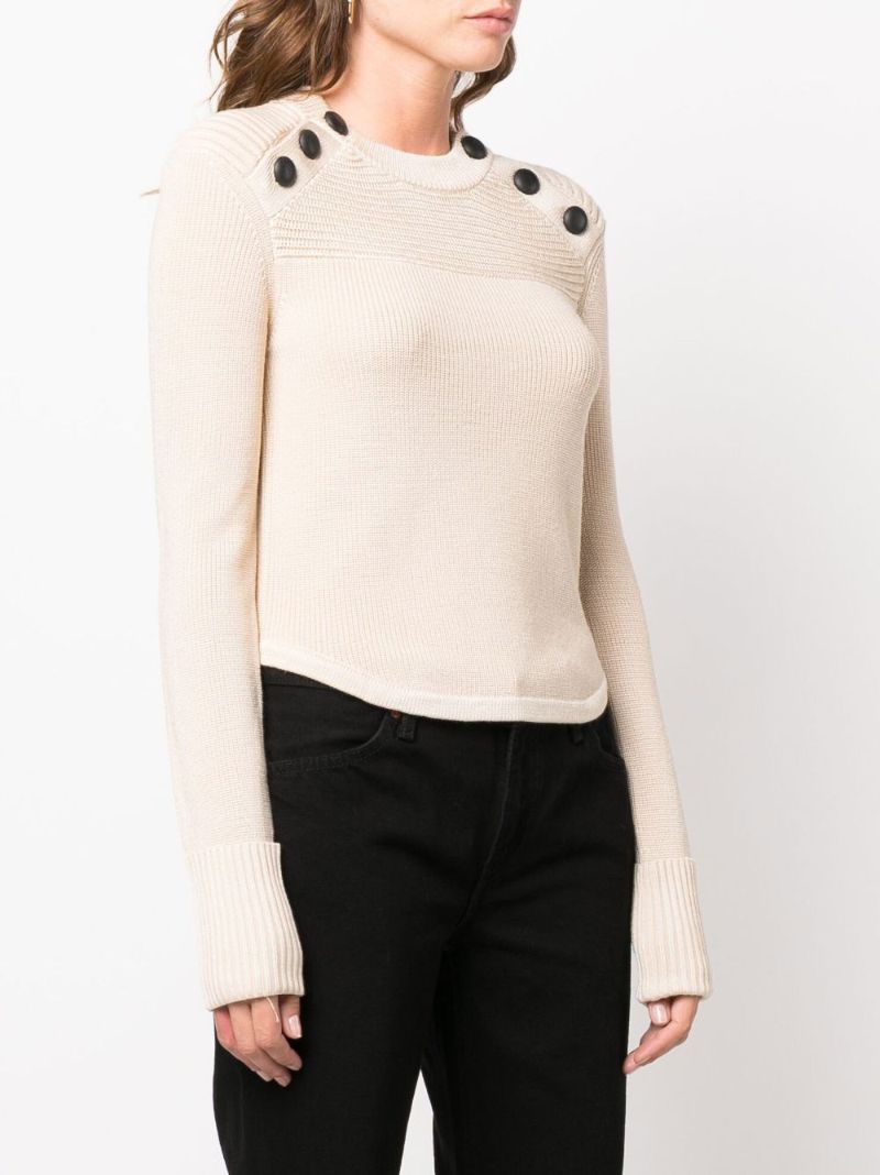 Neutral Doyle Button Knit Sweater