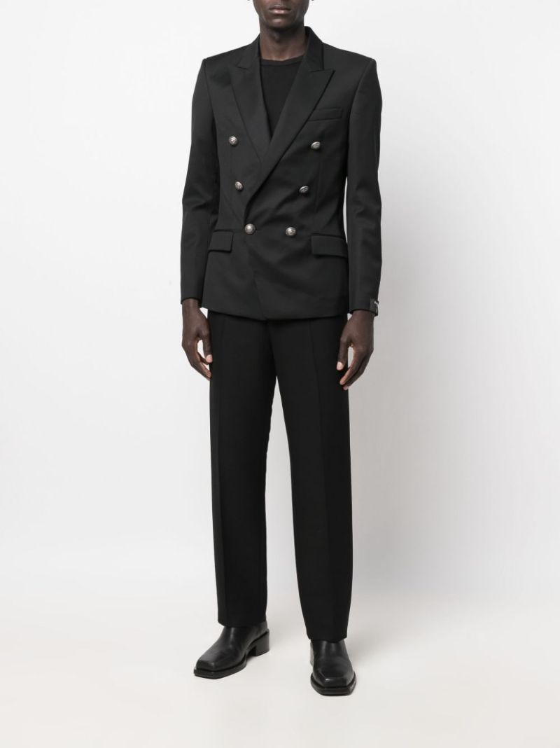 Black Double-breasted Wool Blazer