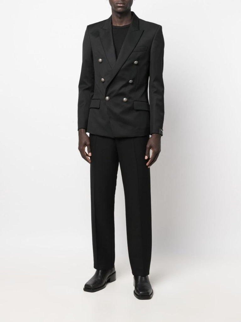 Black Double-breasted Wool Blazer