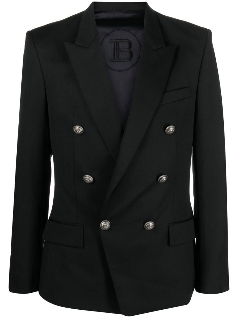 Black Double-breasted Wool Blazer