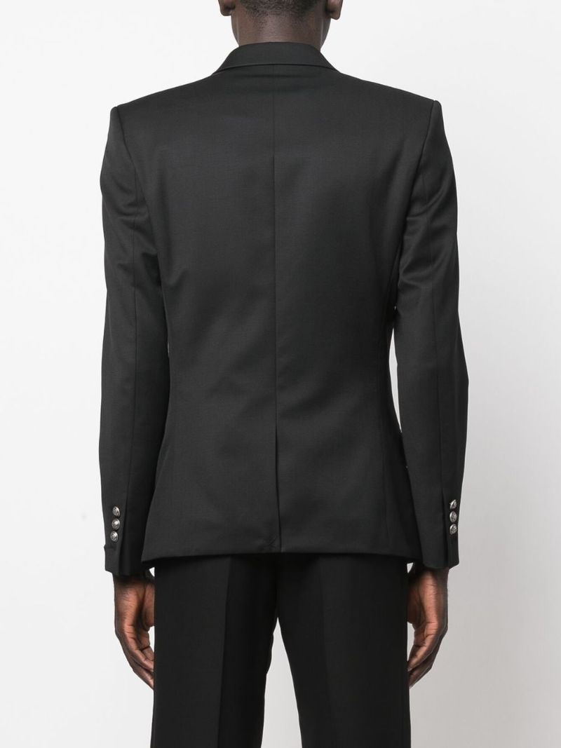 Black Double-breasted Wool Blazer