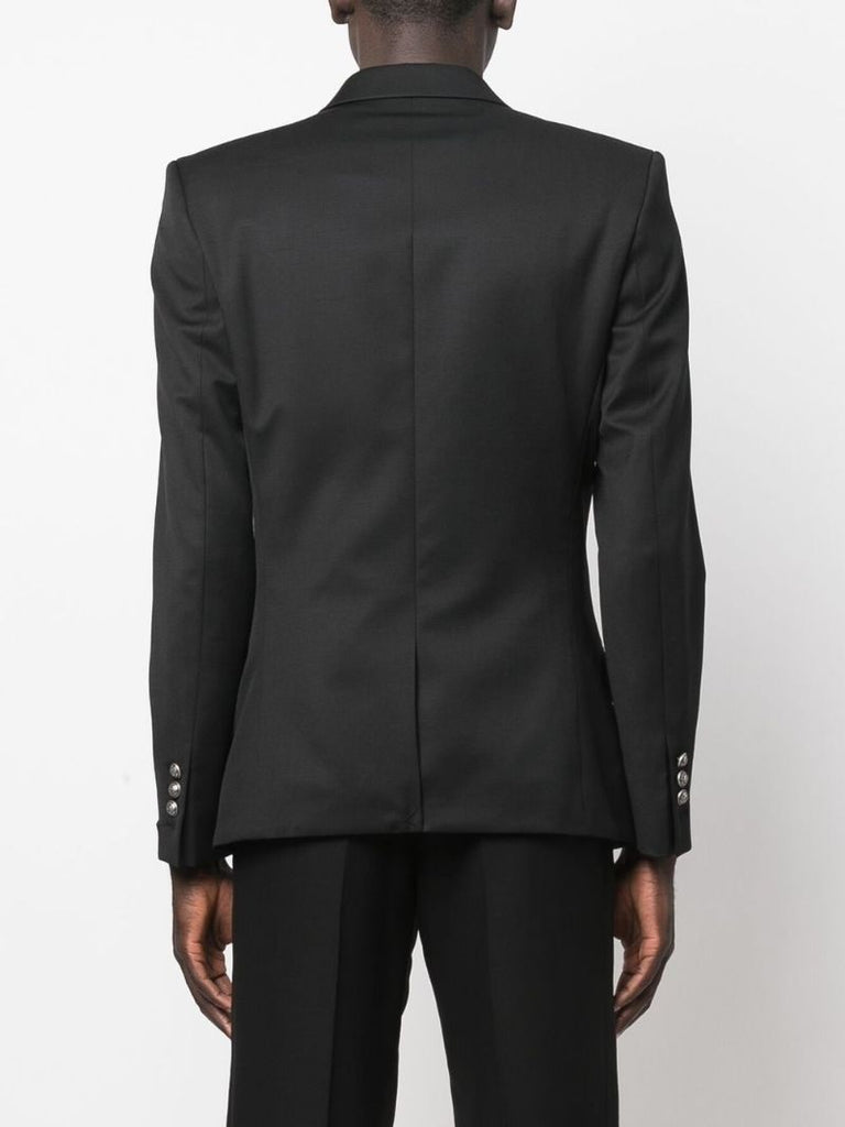 Black Double-breasted Wool Blazer