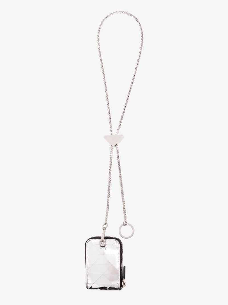 Silver Zip-up Leather Wallet