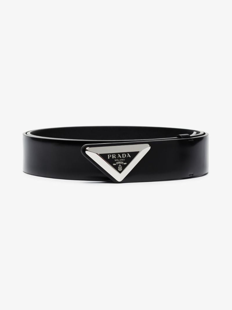 Black Logo Leather Belt