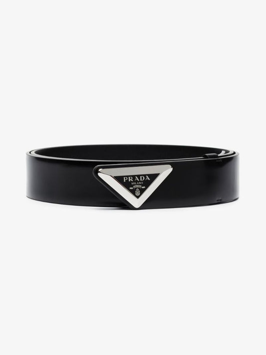 Black Logo Leather Belt