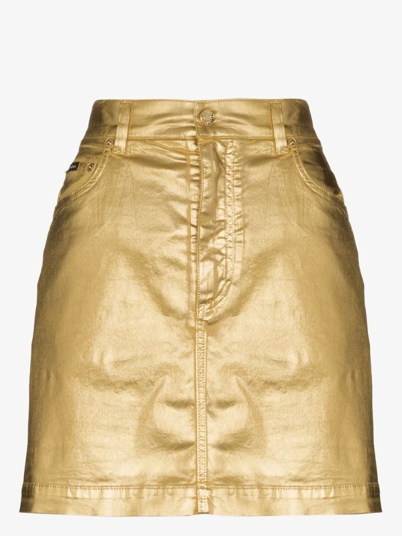 Coated Denim Mini Skirt