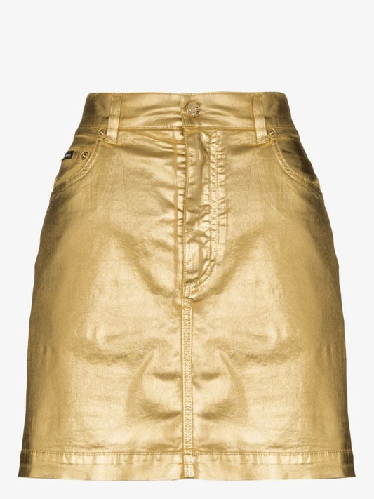 Coated Denim Mini Skirt