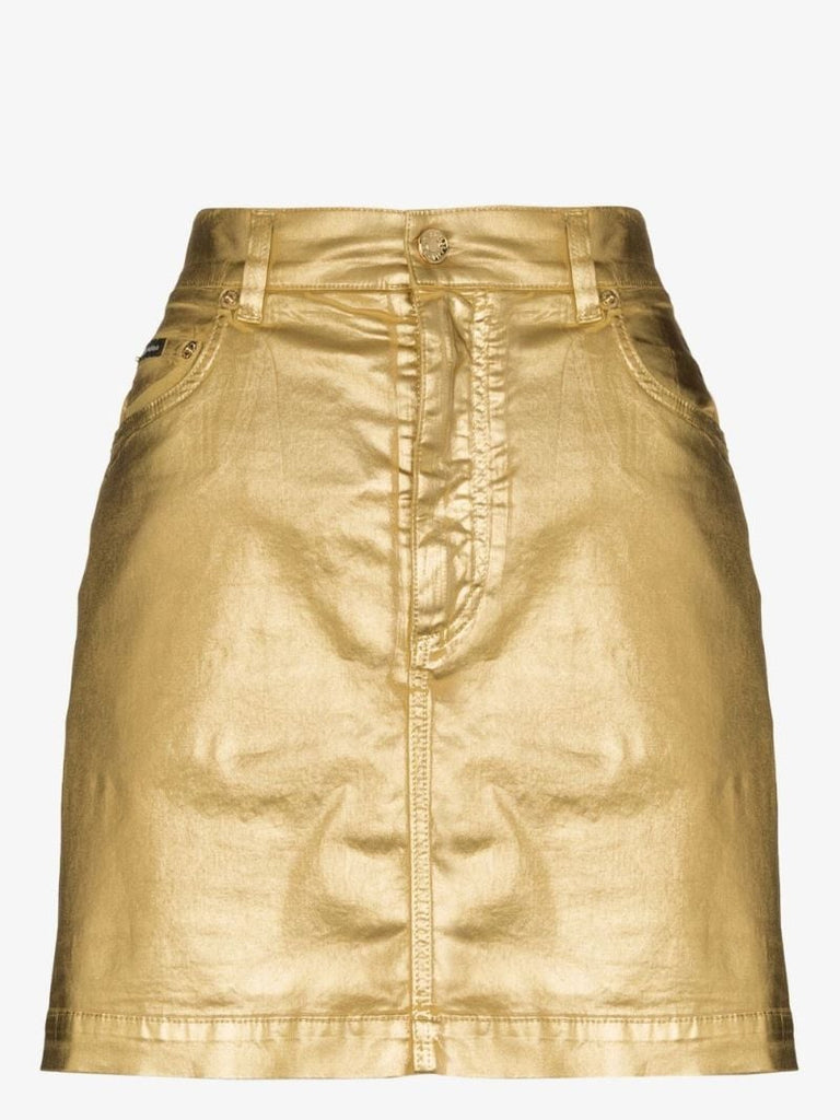 Coated Denim Mini Skirt