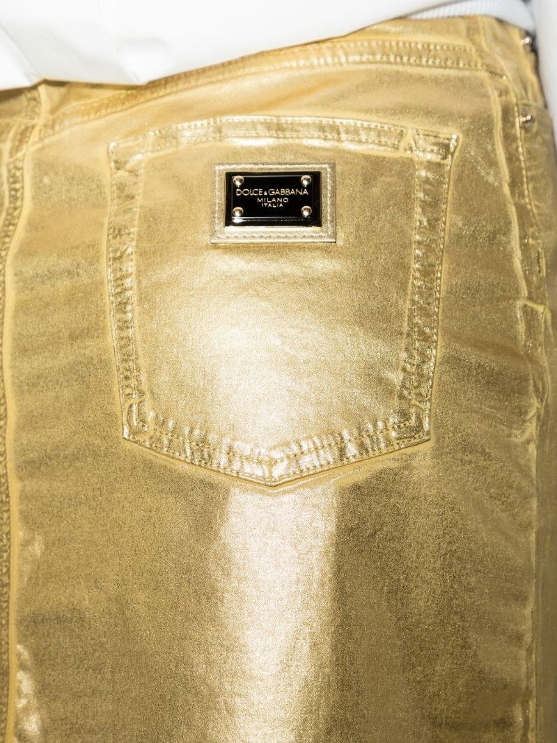 Coated Denim Mini Skirt