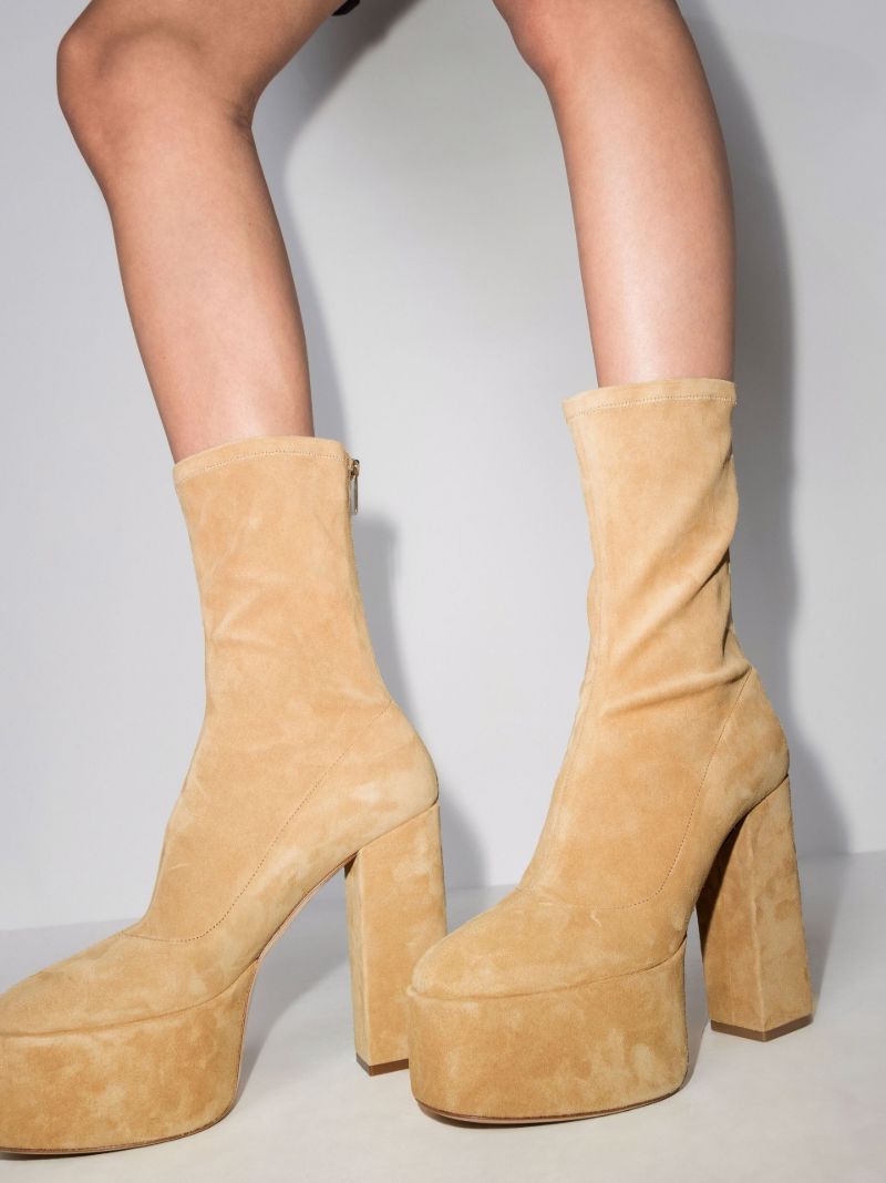Neutral Lexy 130 Suede Platform Ankle Boots