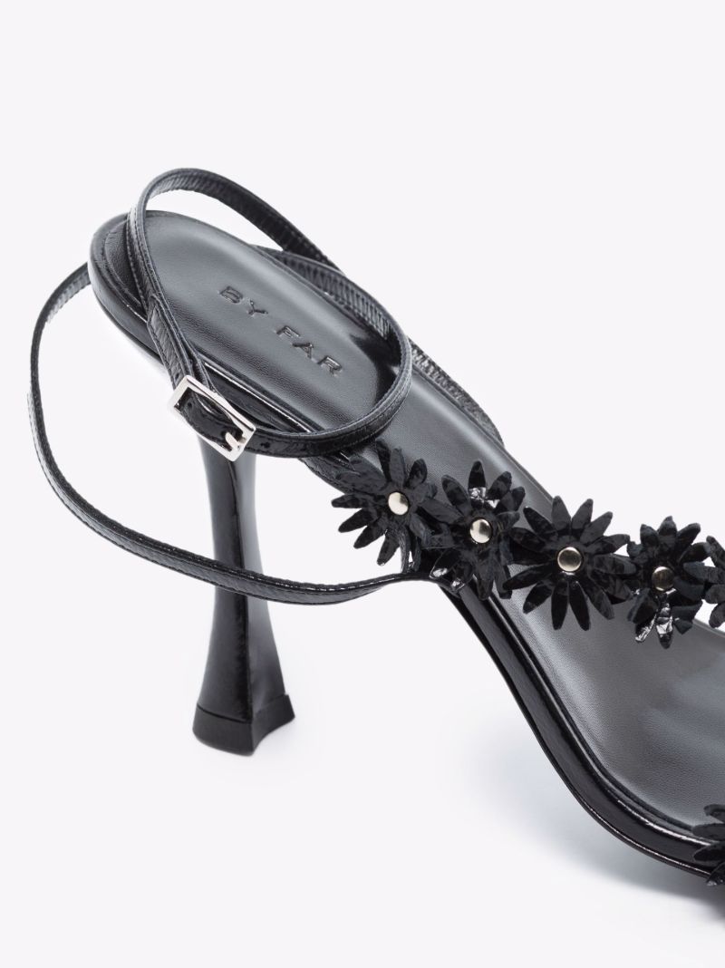 Black Poppy 95 Leather Sandals