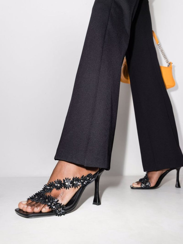 Black Poppy 95 Leather Sandals