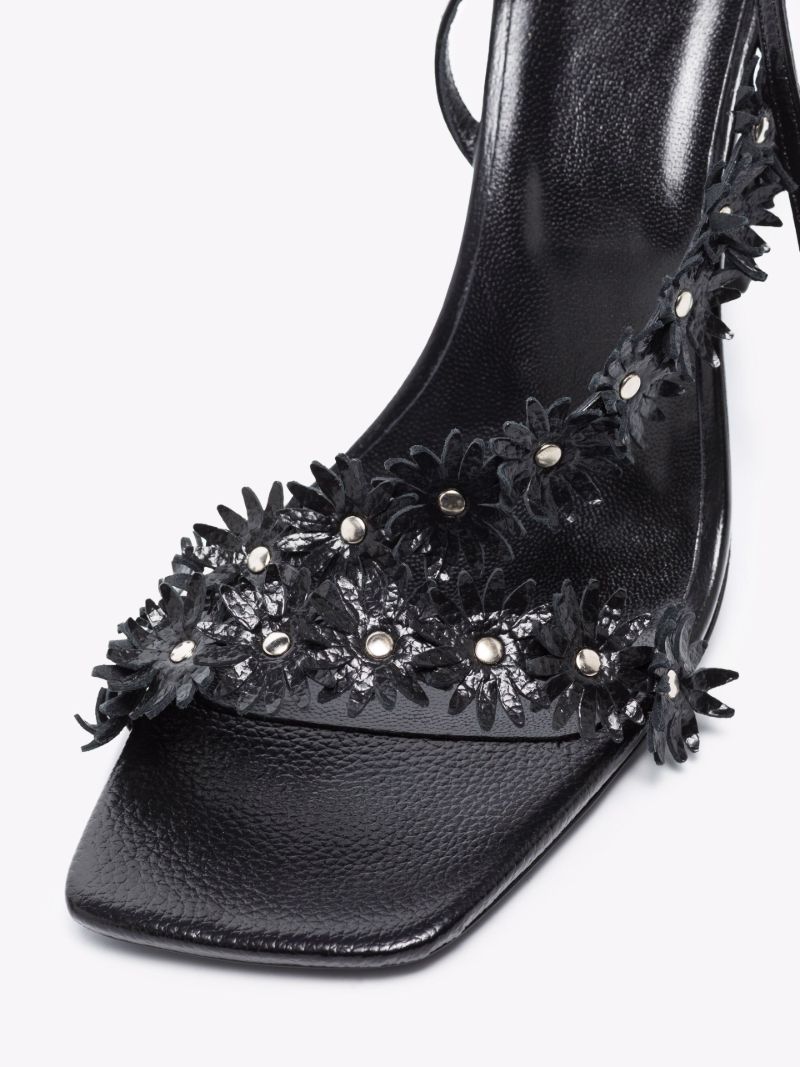 Black Poppy 95 Leather Sandals