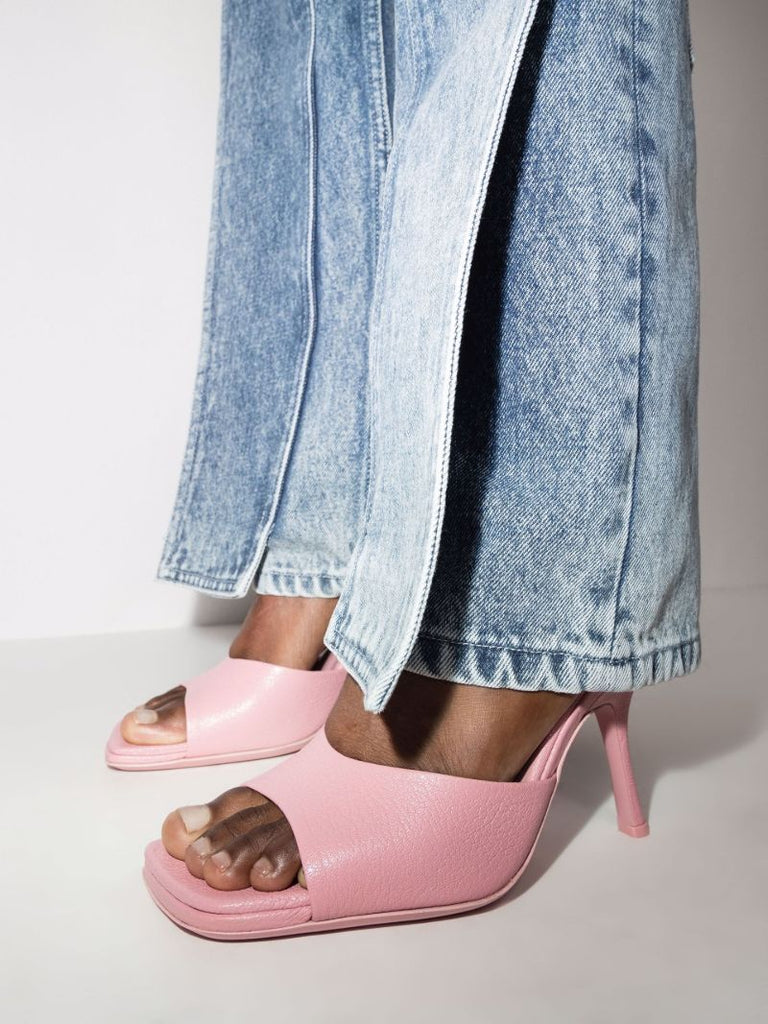 Pink Mora 90 Leather Mules