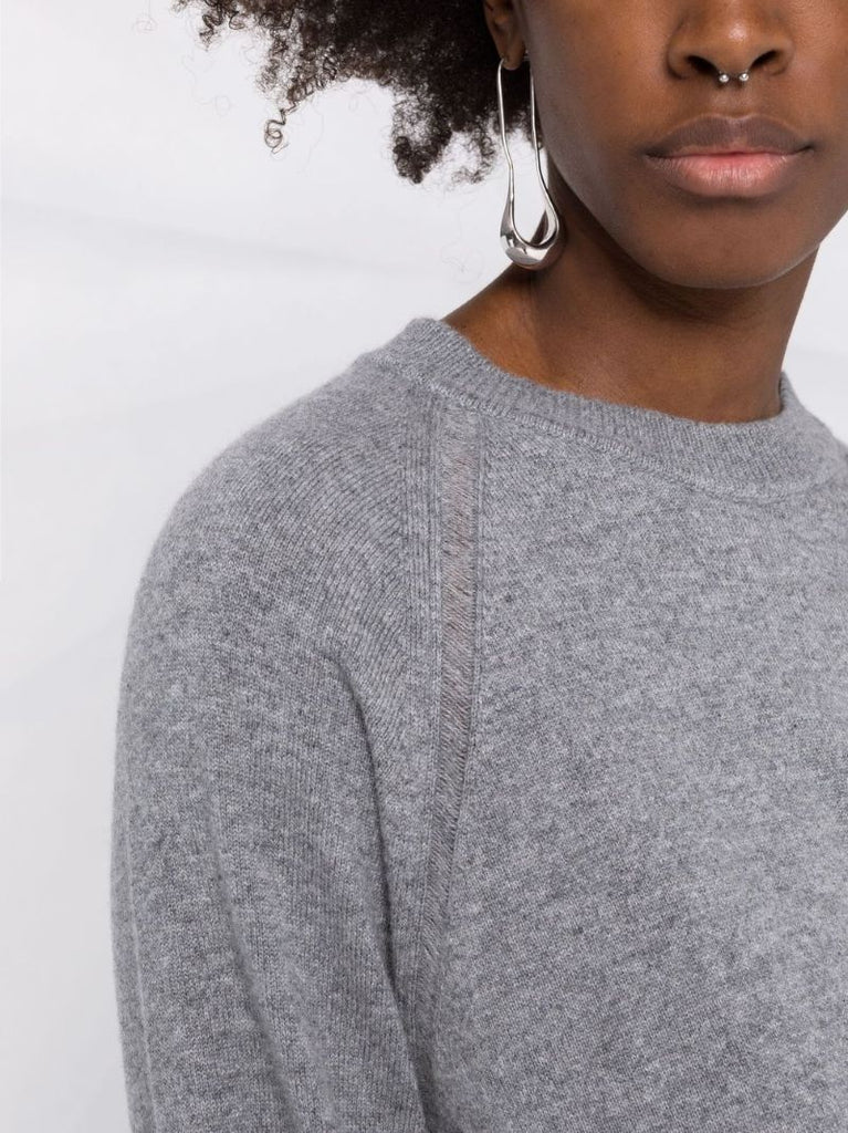 Grey Crew Neck Cashmere Sweater