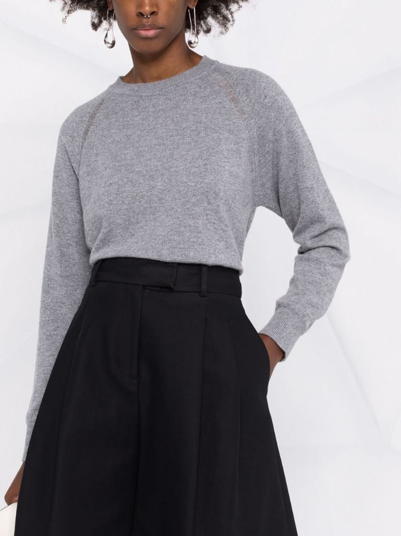 Grey Crew Neck Cashmere Sweater