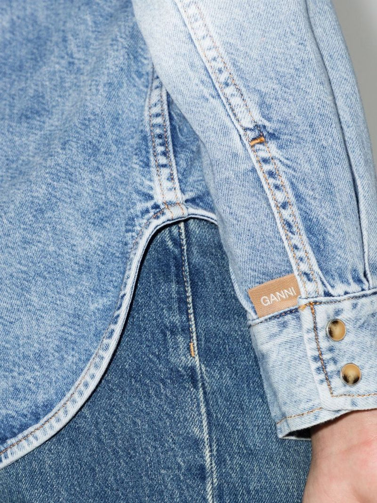 Oversized Collar Denim Blouse