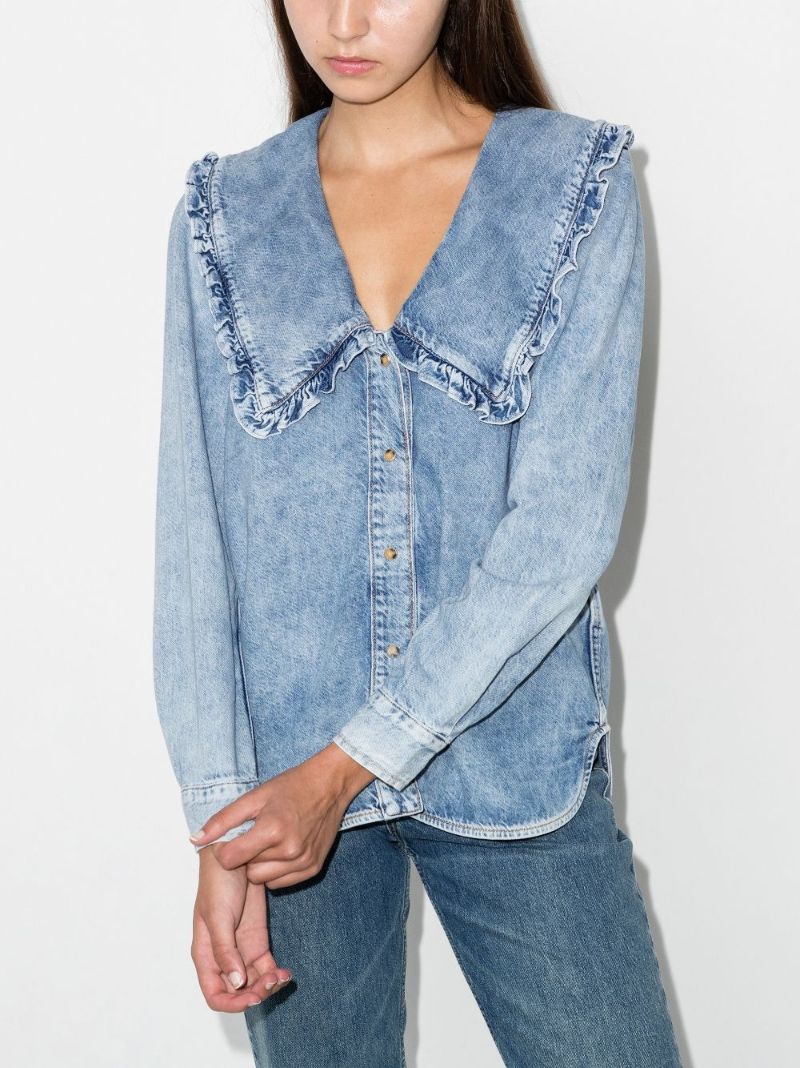 Oversized Collar Denim Blouse