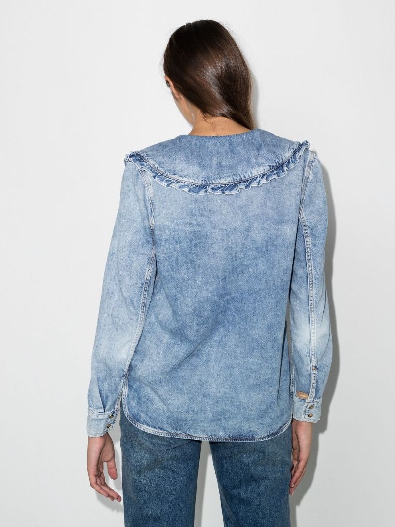Oversized Collar Denim Blouse