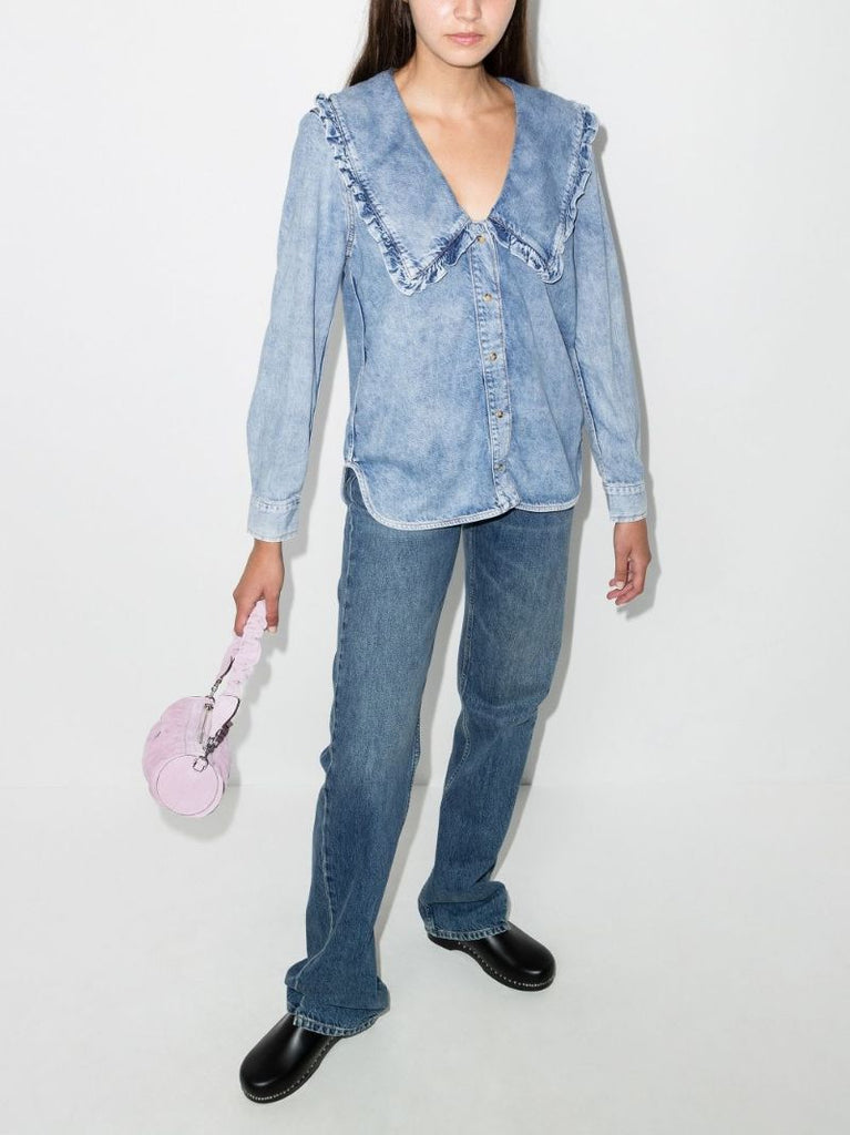 Oversized Collar Denim Blouse