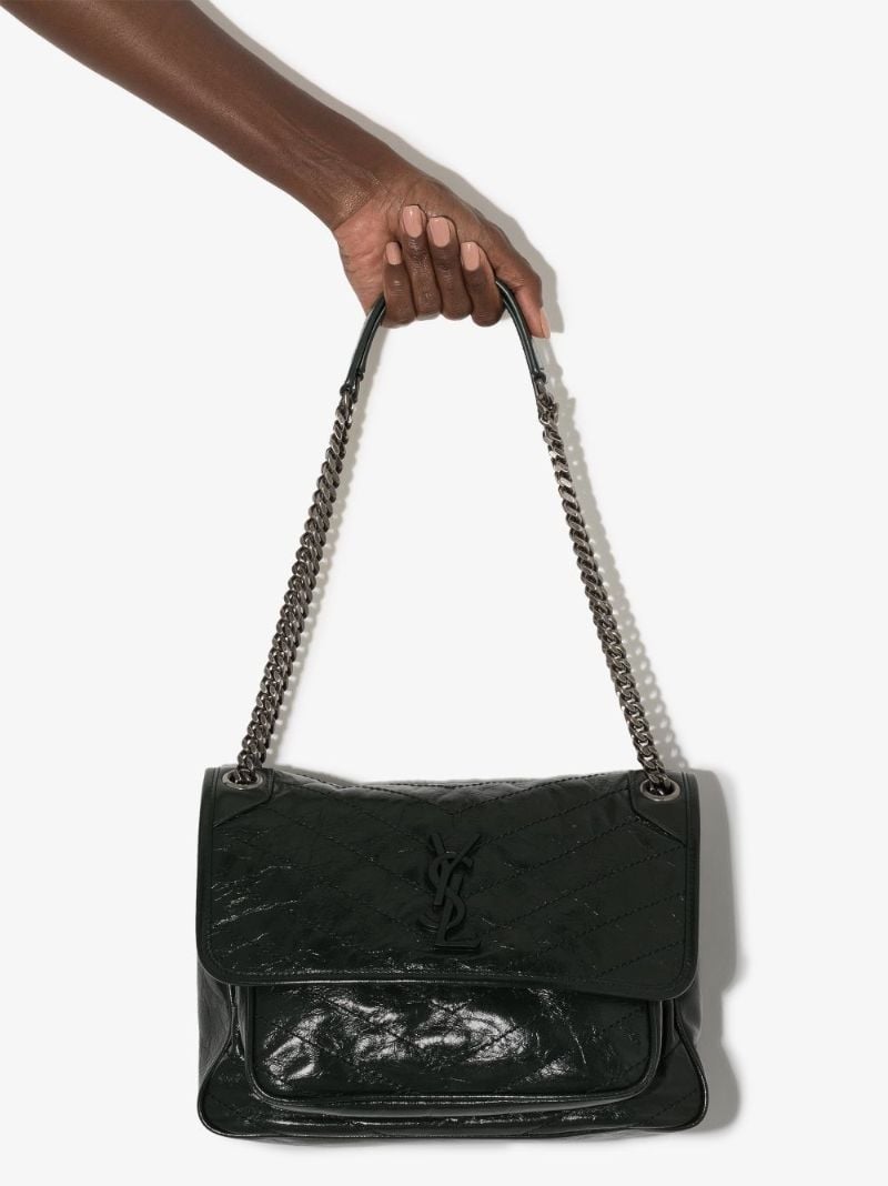 Green Niki Medium Leather Shoulder Bag