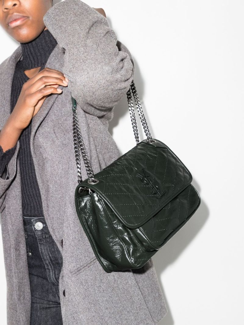 Green Niki Medium Leather Shoulder Bag