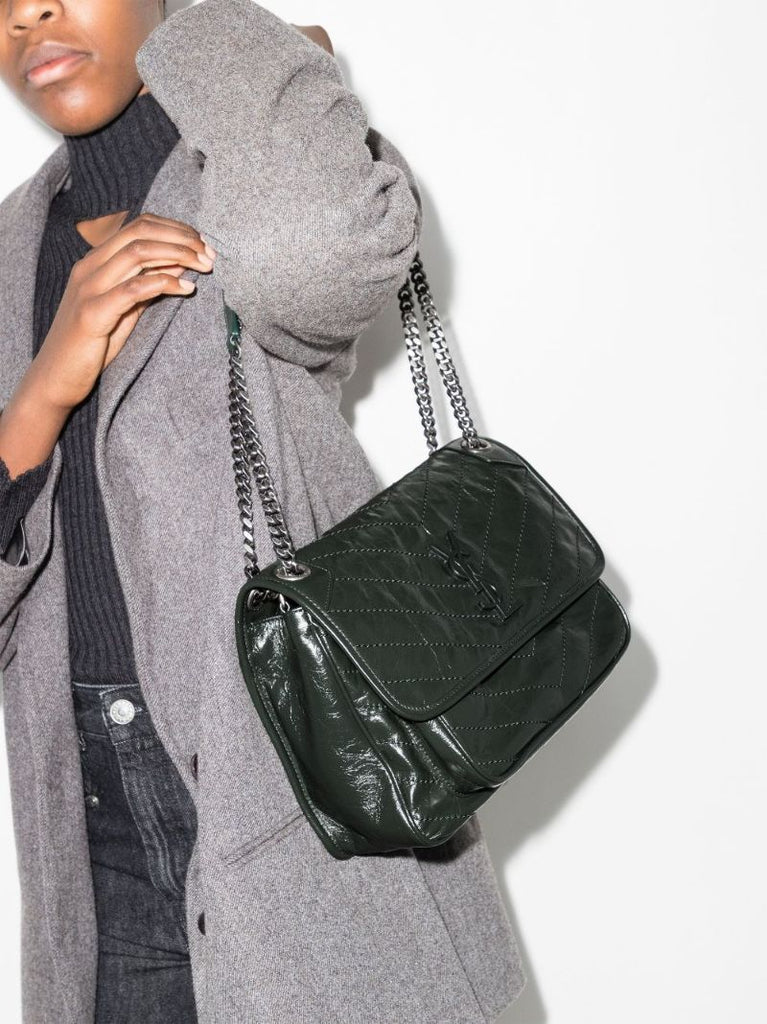 Green Niki Medium Leather Shoulder Bag