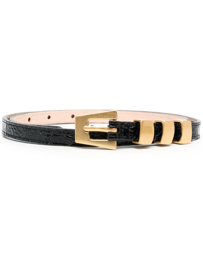 Black Vic Crocodile-effect Leather Belt