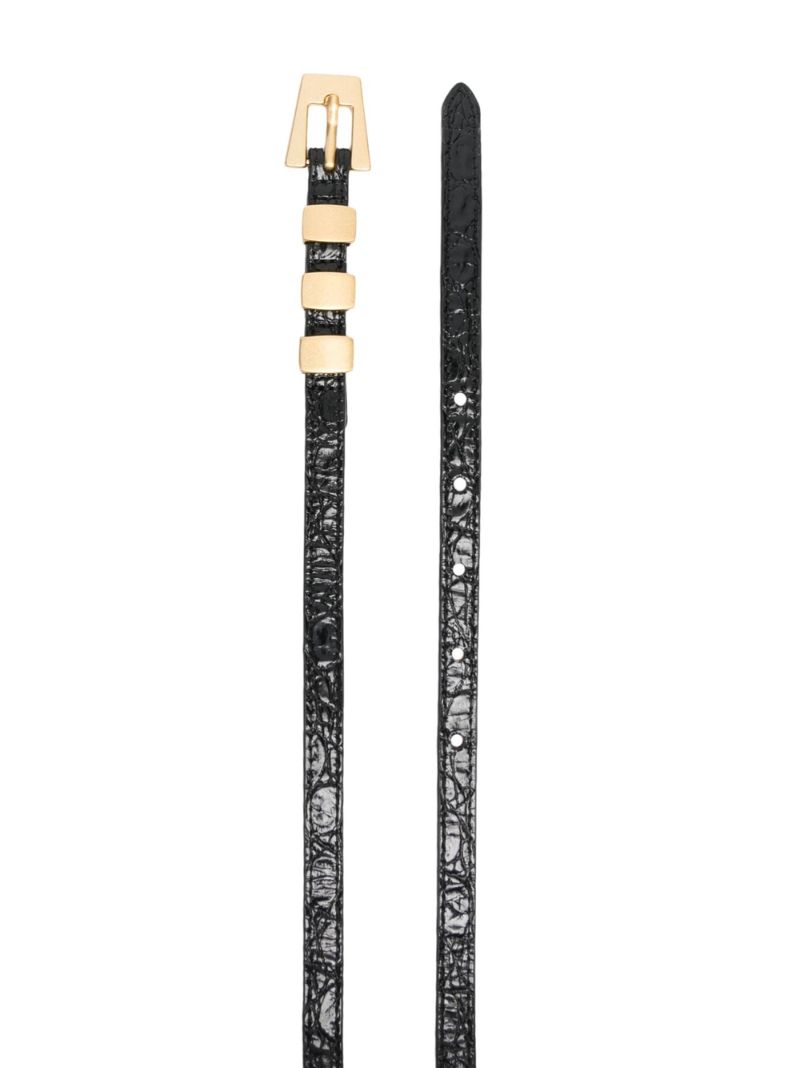 Black Vic Crocodile-effect Leather Belt