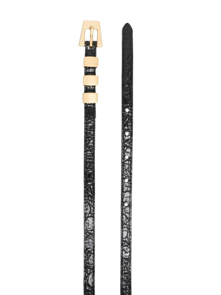 Black Vic Crocodile-effect Leather Belt