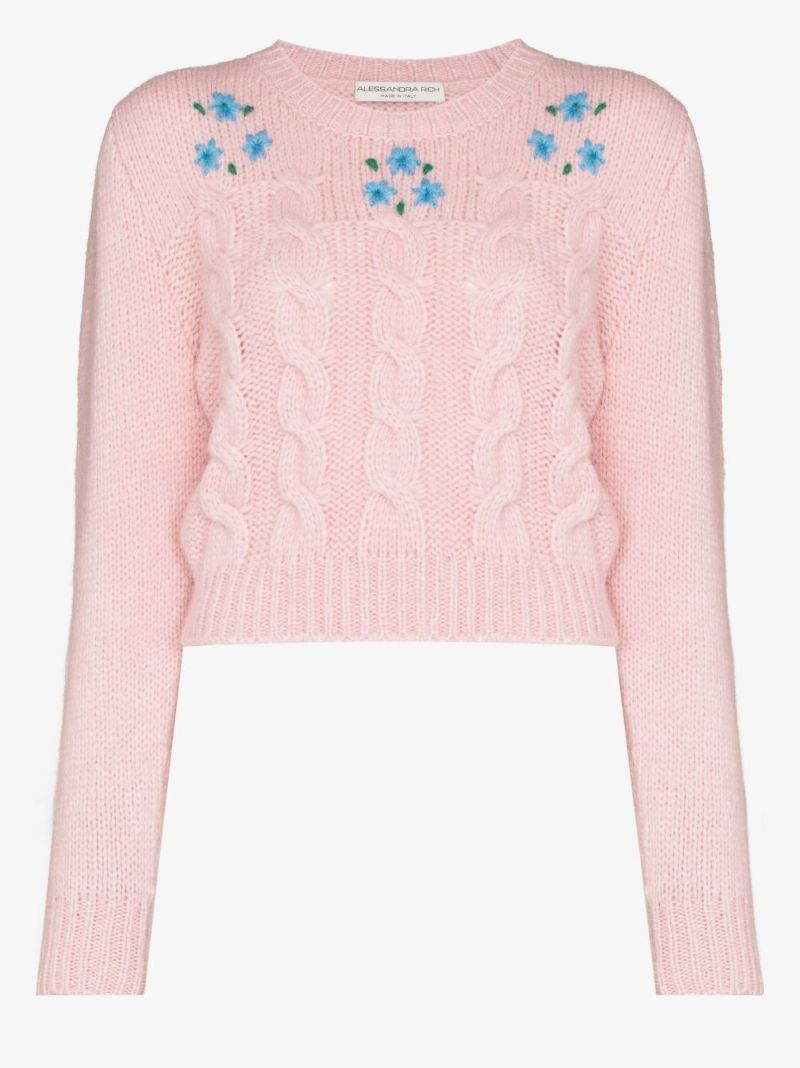 Cropped Cable Knit Jumper