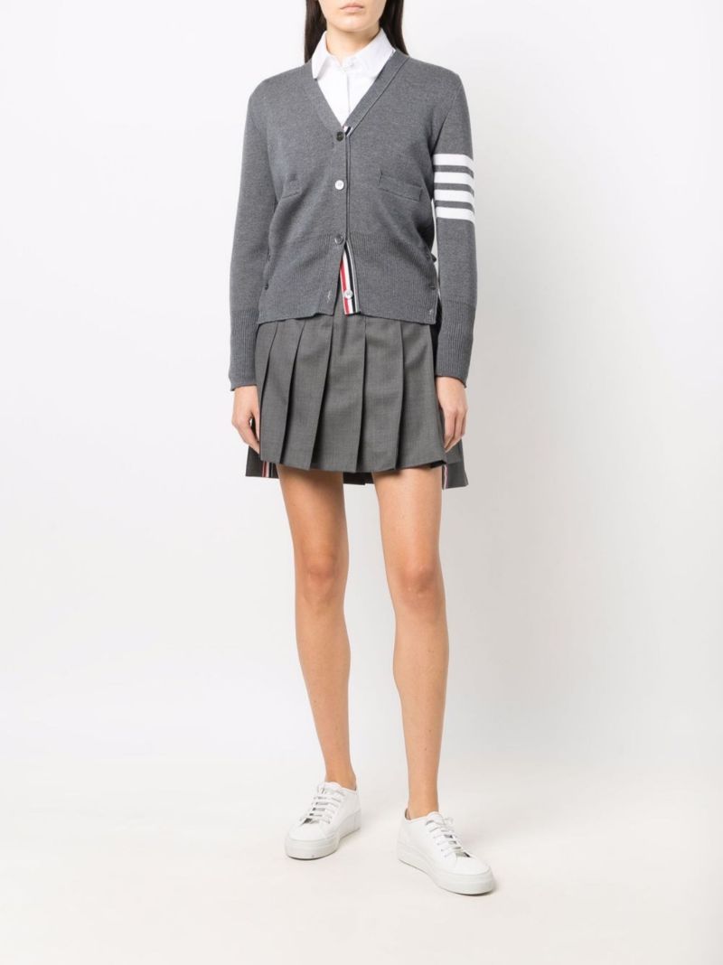 Grey Pleated Wool Mini Skirt