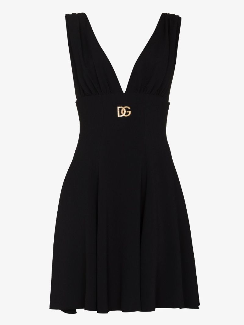 V-neck Dg Logo Mini Dress