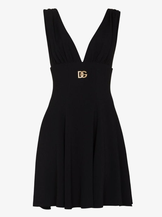 V-neck Dg Logo Mini Dress
