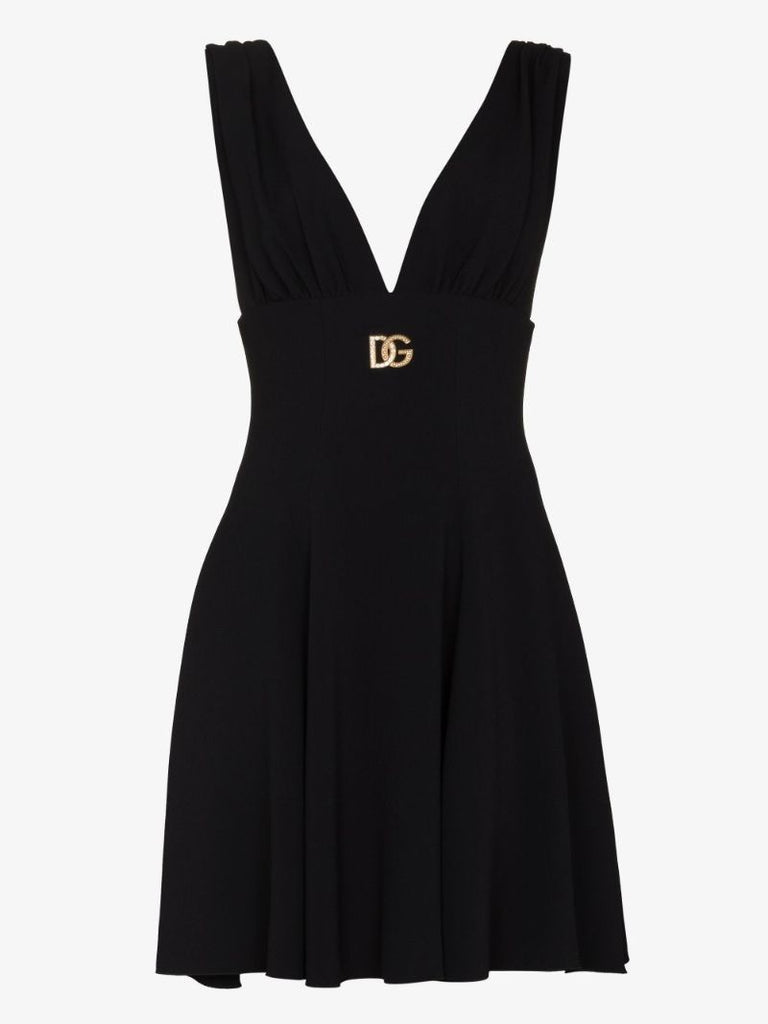 V-neck Dg Logo Mini Dress