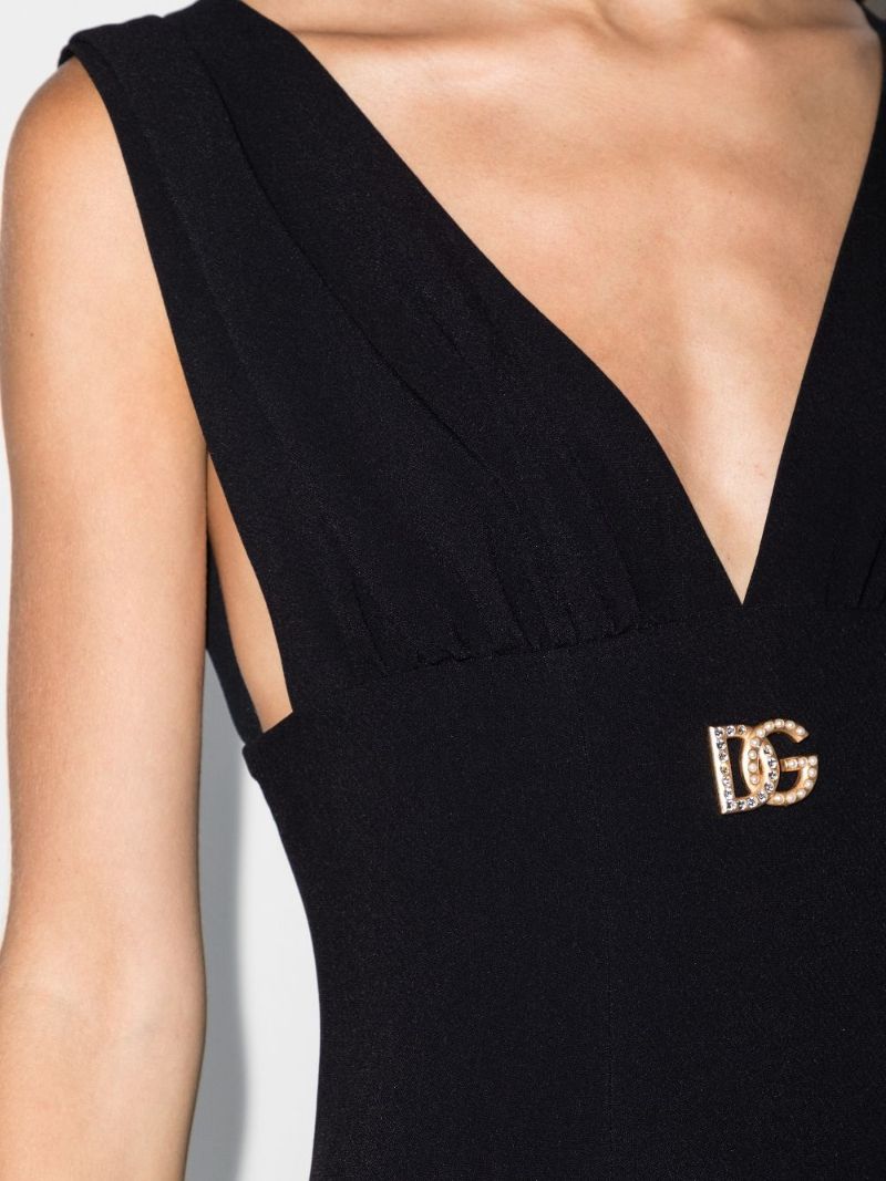 V-neck Dg Logo Mini Dress