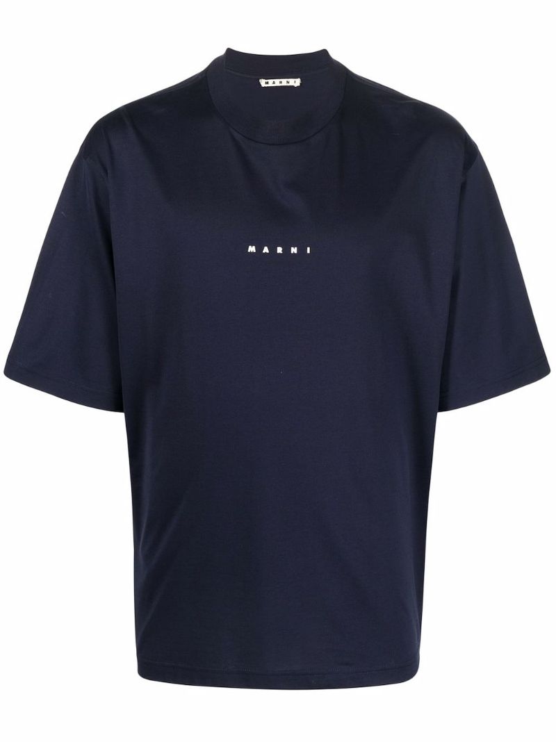 Blue Logo-print Cotton T-shirt