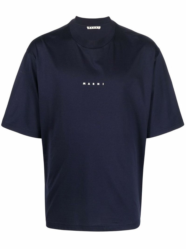 Blue Logo-print Cotton T-shirt