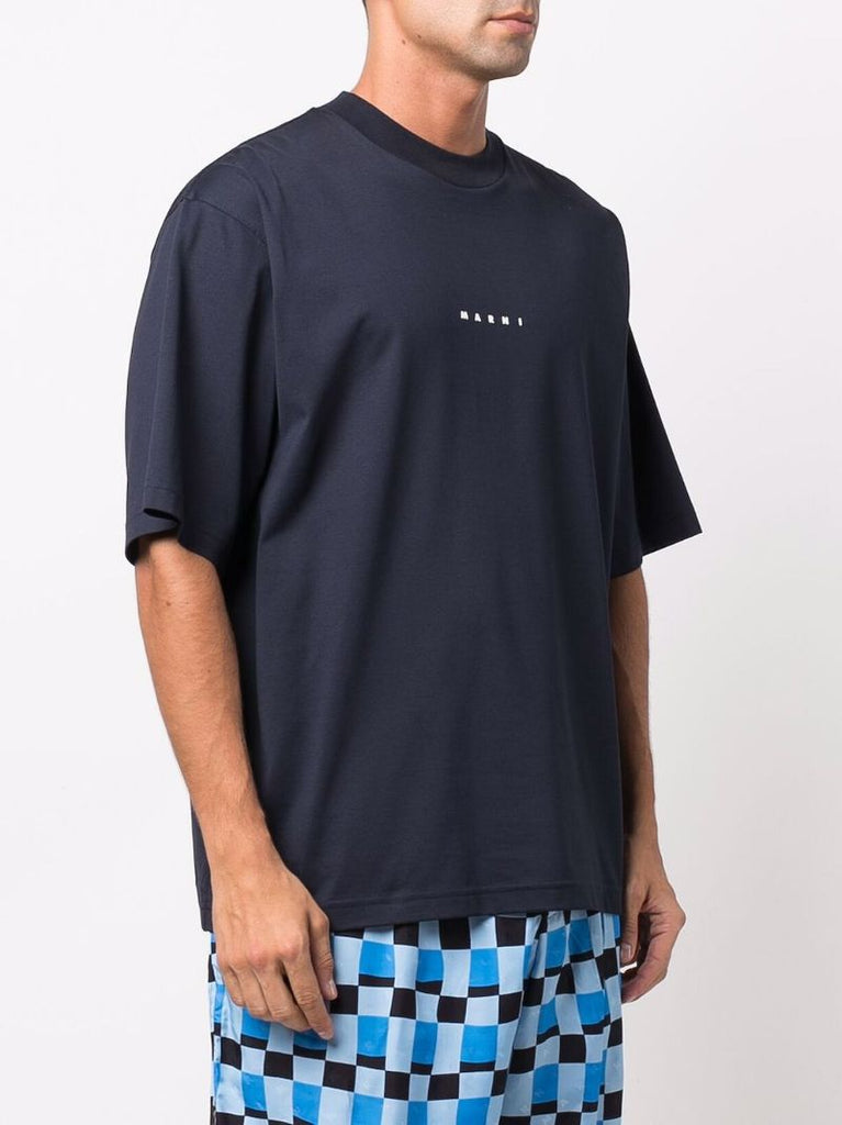 Blue Logo-print Cotton T-shirt