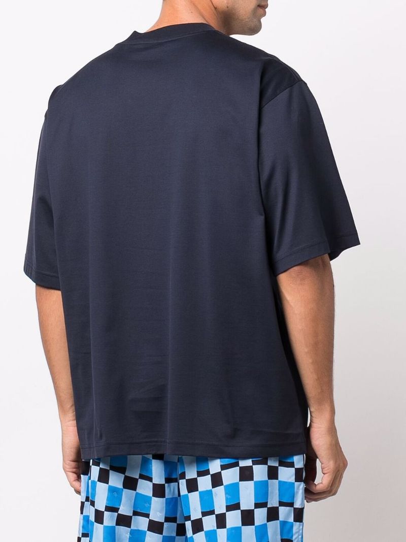 Blue Logo-print Cotton T-shirt