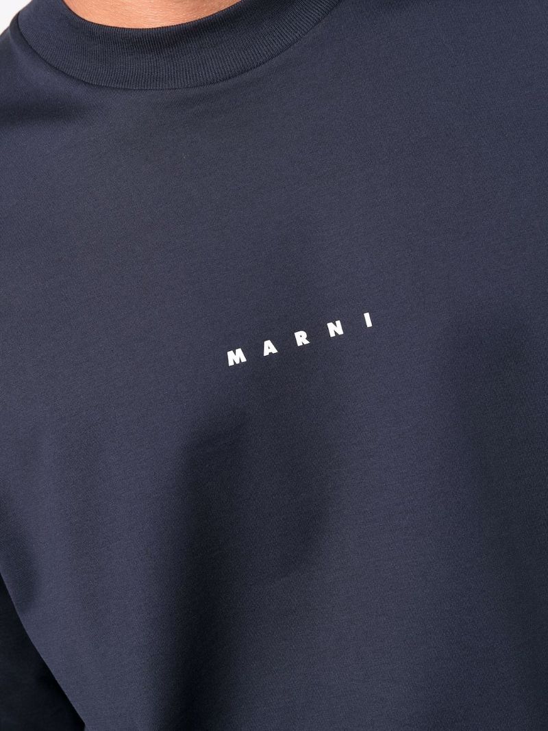 Blue Logo-print Cotton T-shirt