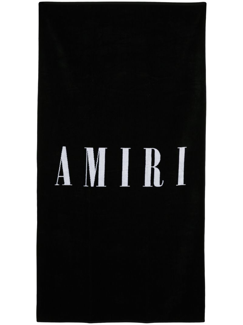 Black Logo Cotton Beach Towel