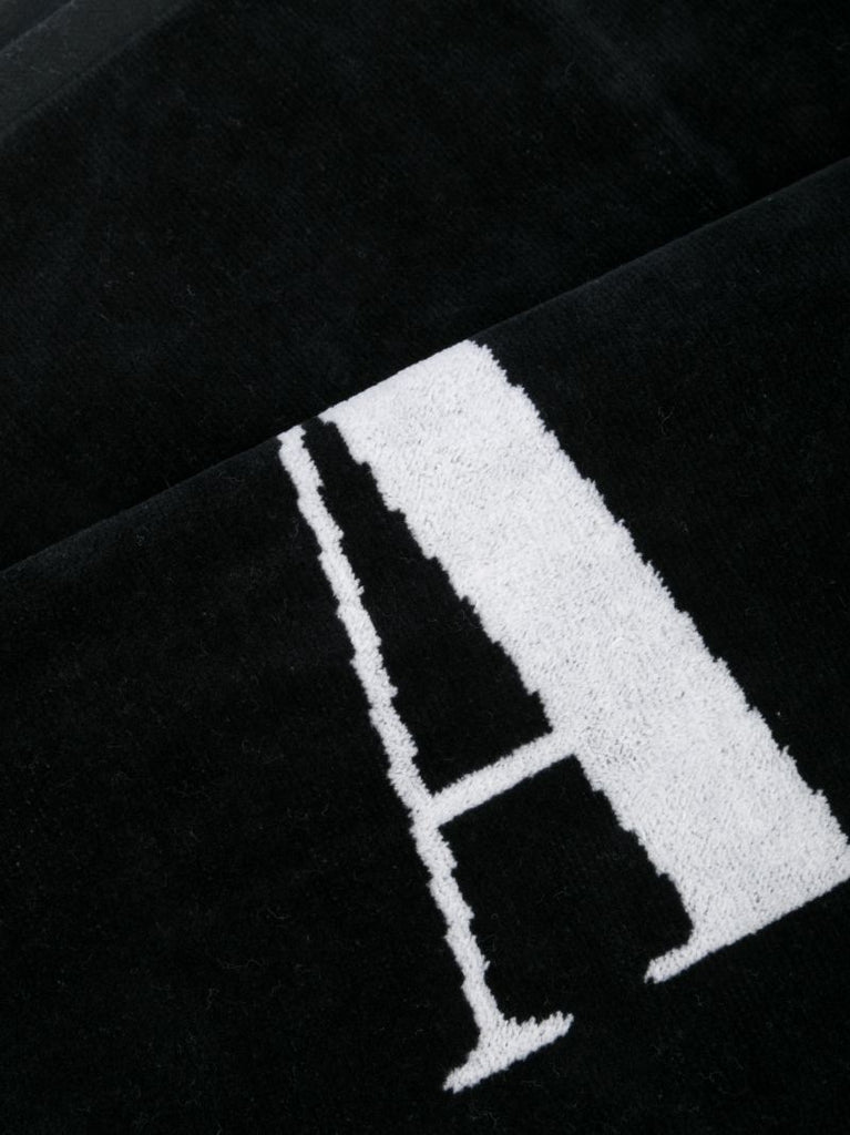 Black Logo Cotton Beach Towel
