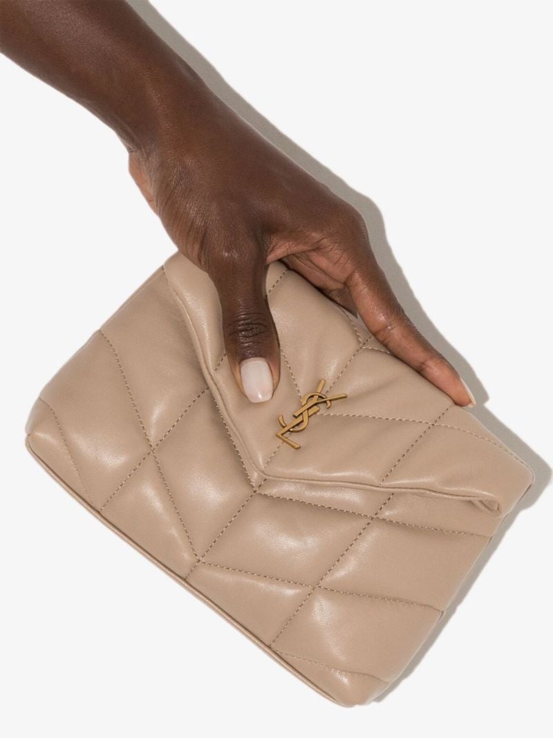 Neutral Puffer Small Leather Pouch Bag