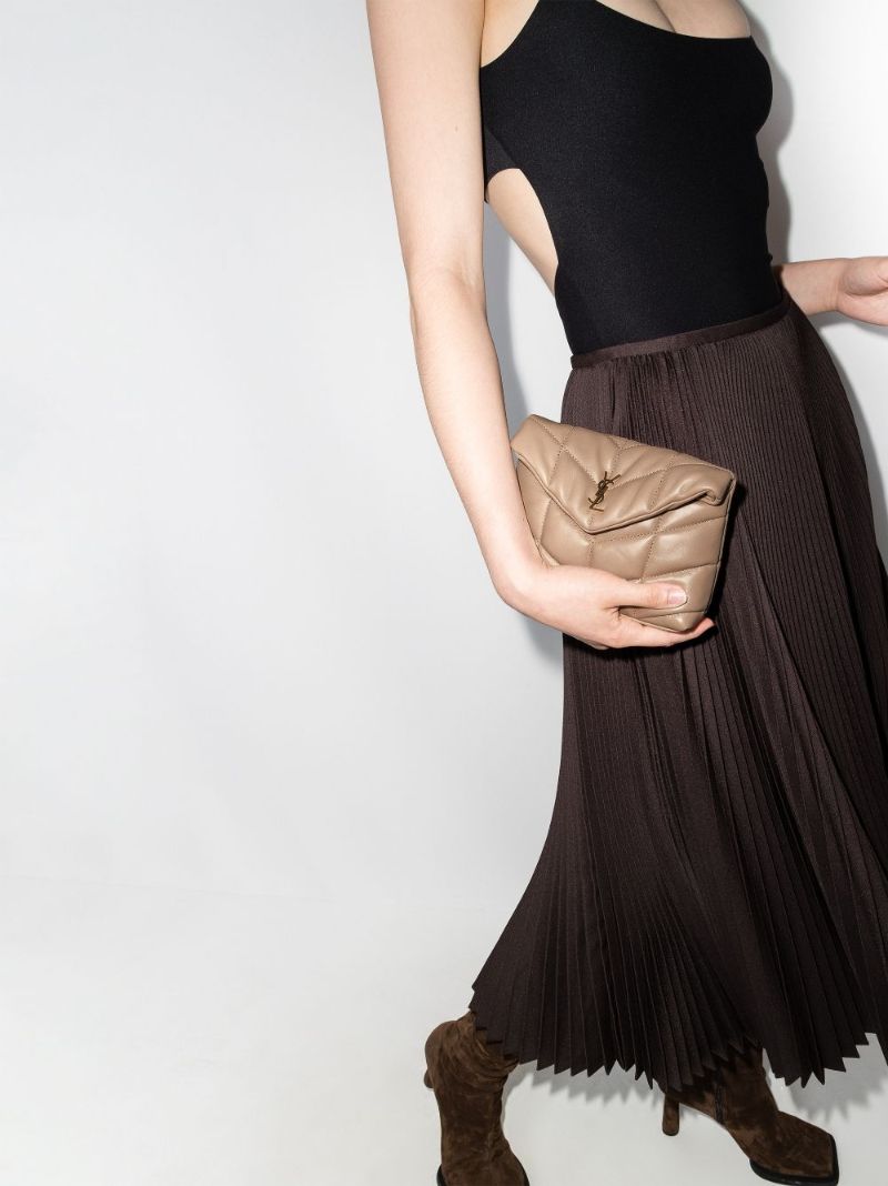 Neutral Puffer Small Leather Pouch Bag
