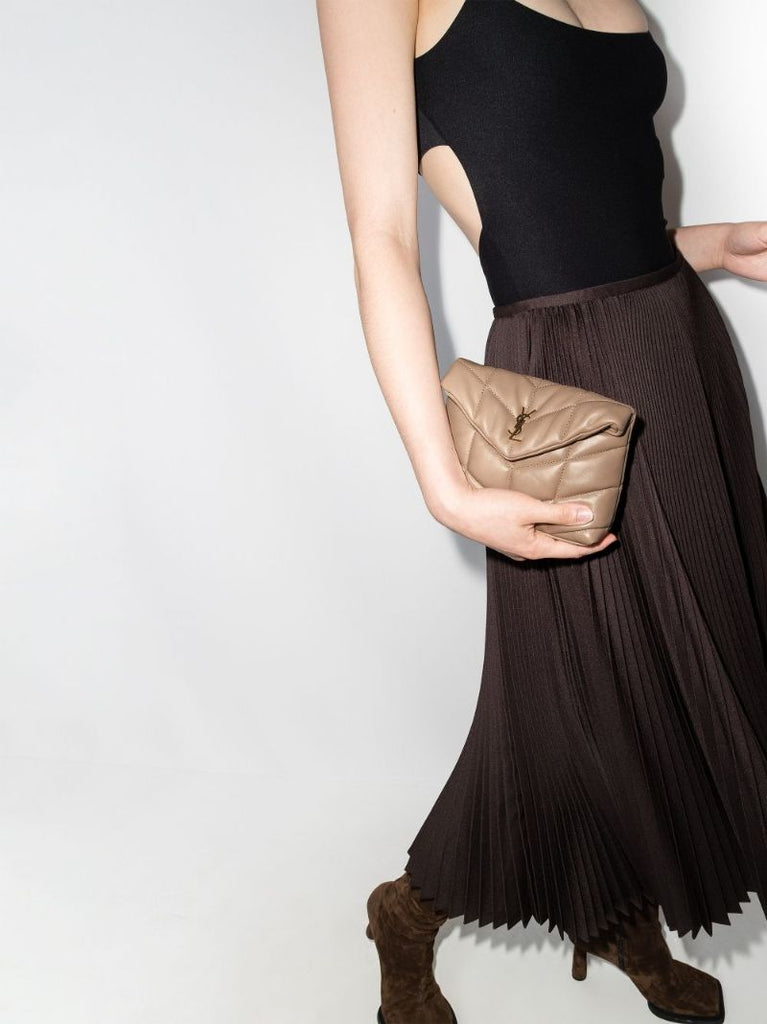 Neutral Puffer Small Leather Pouch Bag