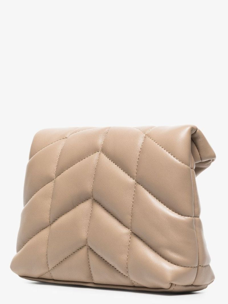 Neutral Puffer Small Leather Pouch Bag