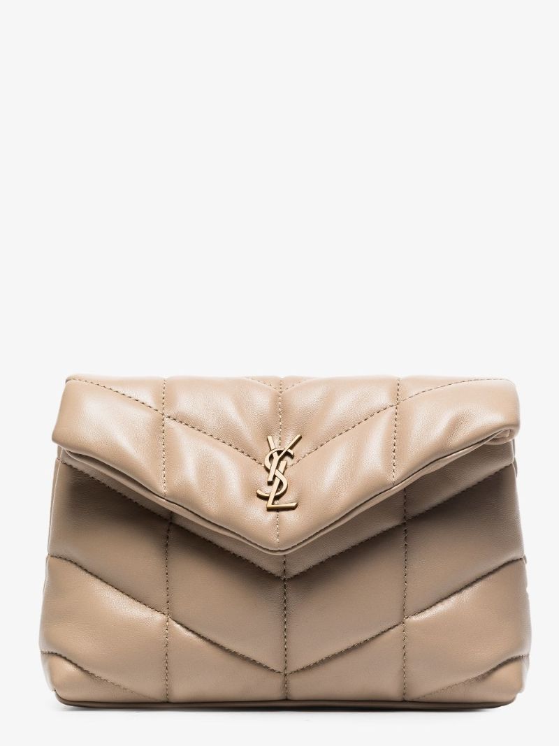 Neutral Puffer Small Leather Pouch Bag
