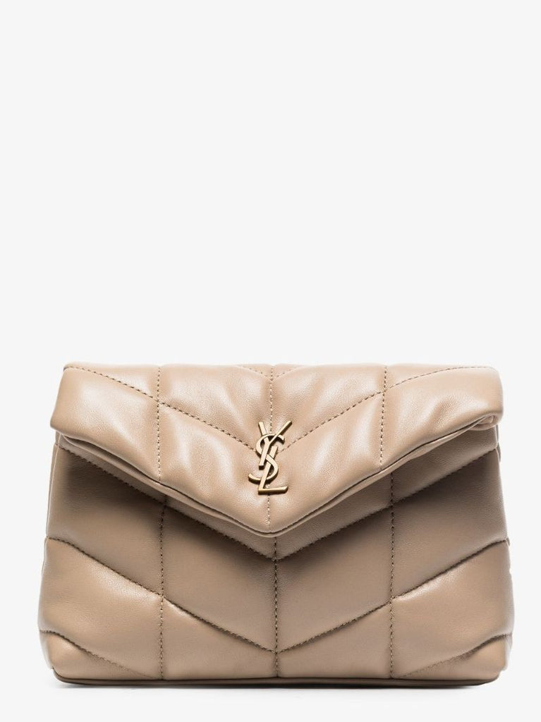 Neutral Puffer Small Leather Pouch Bag